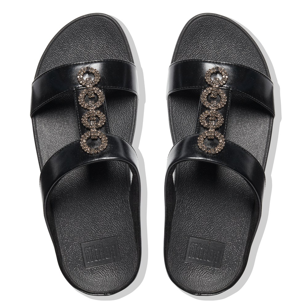 Fitflop Womens Slides Black - Fino Sparkle - 86RCQYGSB